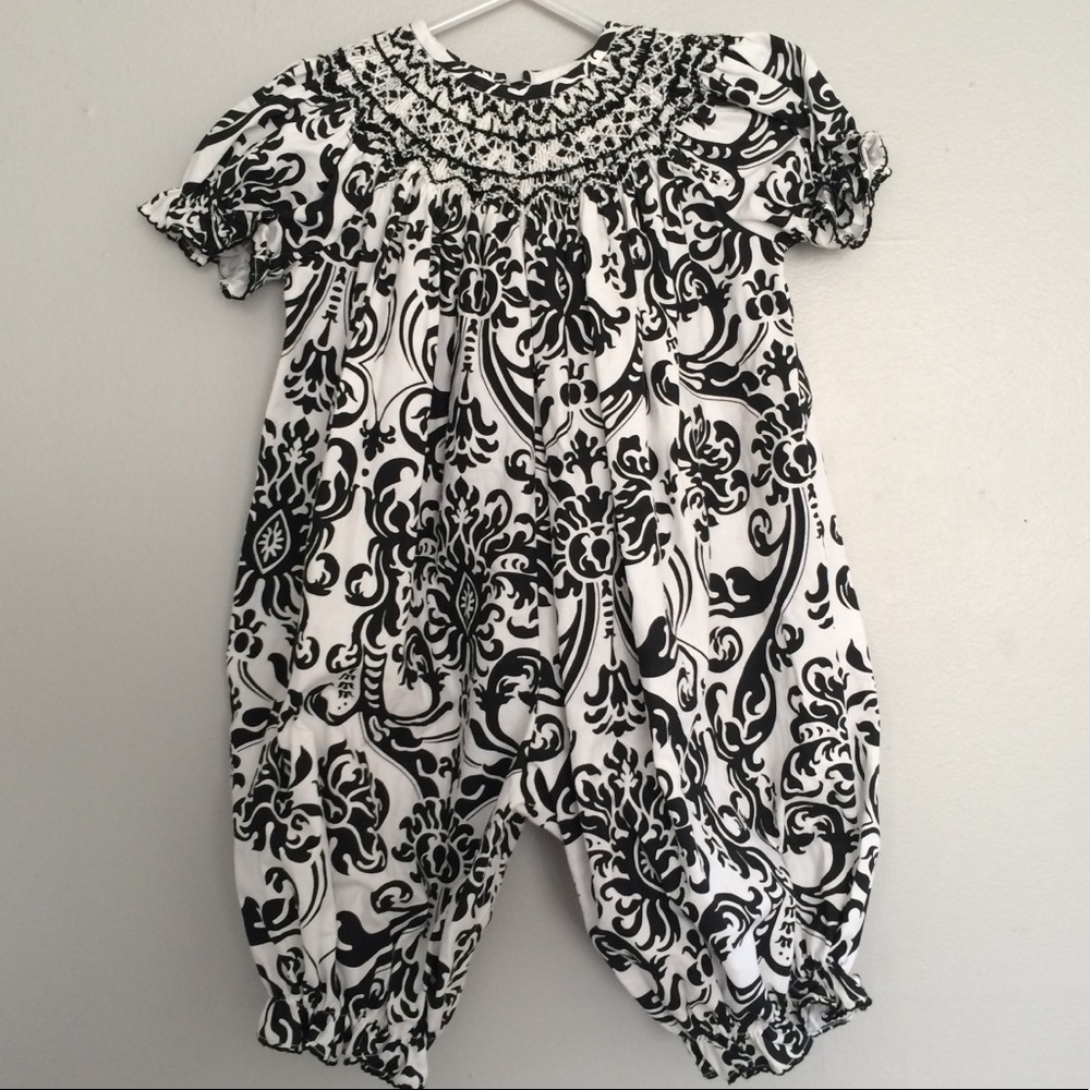 Le' Za Me damask smocked romper